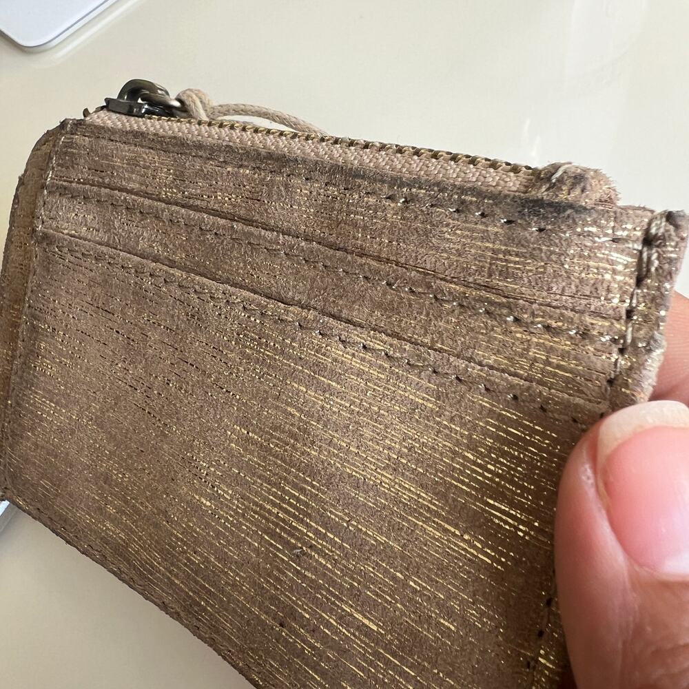 HOBO Kai Card Holder Case Gold Metallic Leather - Picture 5 of 11